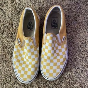 Yellow checkered print vans